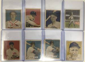 lot 1027 image: Lot of 8 Original Bowman Baseball Cards in PoorFair Condition including Red Schoendienst & Johnny Van Der Meer