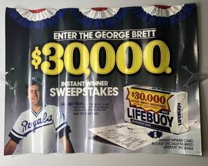 lot 1178 image: Very Rare LifeBuoy Soap George Brett Advertising Poster - Very Nice Condition