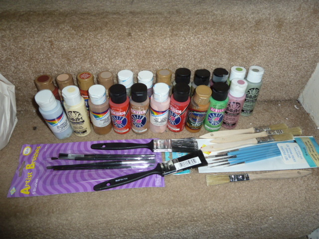 lot 329 image: LOT OF CRAFT PAINT & BRUSHES