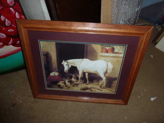 lot 415 image: BEAUTIFUL HORSE with DOGS framed art