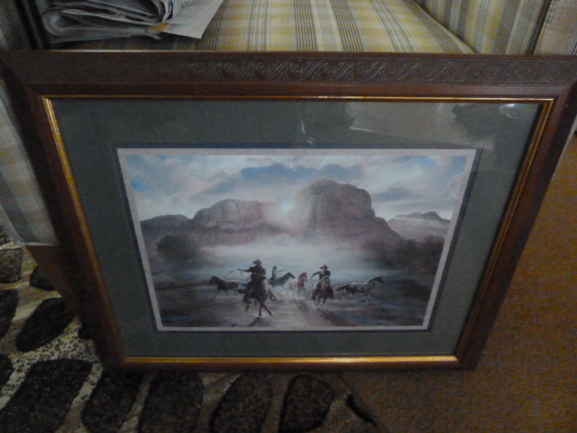 lot 190 image: VERY NICE FRAMED COWBOYS ART...Home Interiors