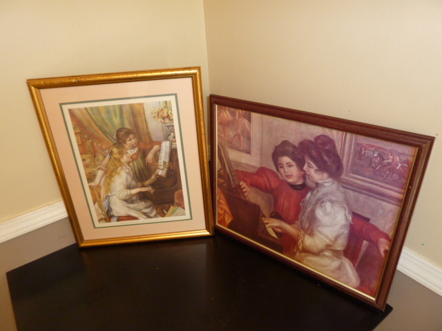 lot 521 image: WOMEN AT THE PIANO FRAMED ART PAIR