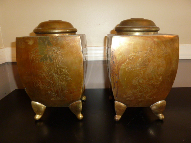 lot 614 image: PAIR OF CHINESE THEME GINGER JARS...different design on all 4 sides