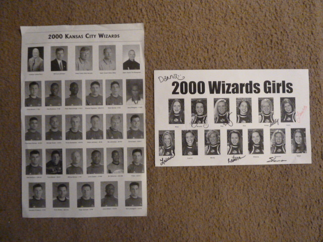 lot 301 image: 2000 KC WIZARDS ROSTER PRINT & CHEERLEADERS ROSTER with autographs