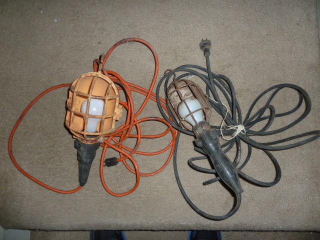 lot 295 image: PAIR OF SHOP HANGING LIGHTS
