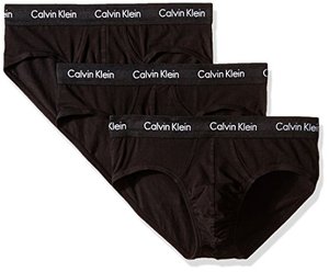lot 52712 image: Calvin Klein Mens Cotton Stretch Multipack Hip Briefs, Black, Large