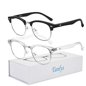 lot 52727 image: Tanlys 2 Pack Blue Light Blocking Glasses for Computer Eye Strain Dry Eye & Sour Eye, Anti UV Reduce Headache Stylish