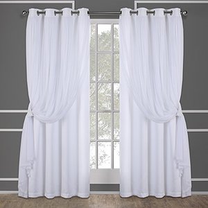 lot 52749 image: Exclusive Home Curtains Catarina Layered Solid Blackout and Sheer Window Curtain Panel Pair with Grommet Top, 52x96, Winter White, 2 Count