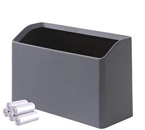 lot 52756 image: Mini Trash Can Bold Ed., Small Waste Garbage Basket Bin for Desk Office Kitchen Bedroom Bathroom, 100 Plastic Bags (Ash)