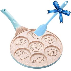 lot 52757 image: Pancake Maker Pancake Pan Nonstick Griddle, 7-Cup Pancake Mold - Mini Grill Pan Nonstick with Silicone Spatula,Blue