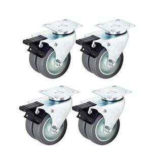 lot 52758 image: YeMI 3 4 Pack Dolly Caster Wheels Heavy Duty Furniture Casters with Brake for Wood Floor 1056 Lbs Twin Wheels with Swivel Steel Top Plate for Workbench, Cart and Furniture
