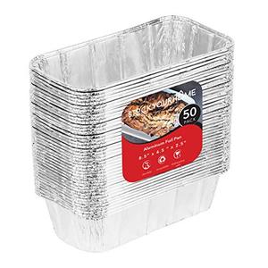 lot 52763 image: Aluminum Pans for Bread Loaf Baking (50 Pack) 8x4 Aluminum Foil Loaf Pan - 2 Lb Bread Tins, Standard Size, Compatible with Roadpro 12 Volt Portable Stove - Perfect for Baking Cakes, Meatloaf, Lasagna