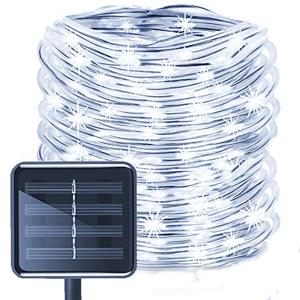 lot 52767 image: Aluvee Solar Rope String Light,Garden Decoration Outdoor Waterproof Rope String Christmas Lamp Wedding Party Tree Xmas Decoration Tree Xmas (33ft100LED,White  PVC Tube)