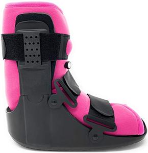 lot 52773 image: Superior Braces (Size Medium) Low Top, Low Profile Air Pump CAM Medical Orthopedic Walker Boot for Ankle and Foot Injuries with Pink Liner, Female Size 8 12 - 11 12, Mens Size 7 12 - 1,