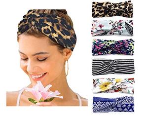 lot 52801 image: 6 Pack Womens Headbands Boho Floral Print Turban Head Wrap Hair Bands (Set 3)