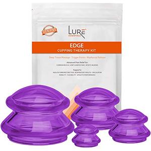 lot 52809 image: Lure Cupping Therapy Sets - Professional Silicone Cupping Set (Flex) for Muscle and Joint Pain Relief, Cellulite and More (Purple, 4)