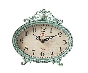 lot 52837 image: Creative Co-op Green Antiqued Pewter Mantel Clock