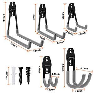 lot 52839 image: Garage Hooks, Inteli-topia Steel Garage Storage Hooks Utility Double Heavy Duty for Organizing Power Tools, Ladders, Bikes, Bulk Items, Pack of 10