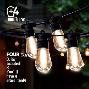lot 52840 image: 2 Pack 48FT Outdoor String Lights, Patio String Lighting LED String Lights Commercial Hanging Lights String S14 Bulbs with 4 Spare 2700K Outdoor Lights String Decorative Patio Porch Garden Christmas