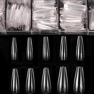 lot 52869 image: Coffin Nails Long Fake Nails - Clear Acrylic Nails Coffin Shaped Ballerina Nails Tips BTArtbox 500pcs Full Cover False Nail Artificial Nails with Case for Nail Salons and DIY Nail Art, 10 Sizes