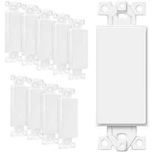 lot 52871 image: ENERLITES Blank Adapter Insert for Decorator Wall Plates, Unbreakable Polycarbonate Thermoplastic, UL Listed, 6001-W-10PCS, White, 10 Count