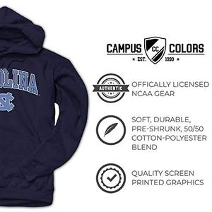 lot 52875 image: Campus Colors NCAA Adult Arch & Logo Gameday Hooded Sweatshirt (North Carolina Tar Heels - Navy, Large)