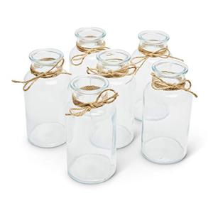 lot 52946 image: Antique Glass Bottles, 6 Pack Vintage Bottle Set, Farmhouse Rustic Home Decor, ClearAmberGray WeddingsBridal Showers Quinceanera Centerpiece
