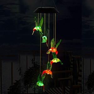 lot 52950 image: OFNMY Wind Chimes, Solar String Lights, Hummingbird Solar Mobile Wind Chimes with Color-Changing LED Hanging Lamp Windchime Light Bird Wind Chimes for Outdoor Indoor Home Yard Garden Decoration