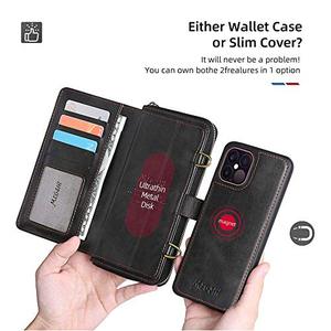 lot 52967 image: iPhone 11 Pro Wallet Case,2 in 1 Detachable magneticPU Leather Zipper Flip bracketholster,13 Credit Card HolderSlot Crossbody Chain Handbag Purse with Shoulder Strap(Black, iPhone11 Pro��5.8��)