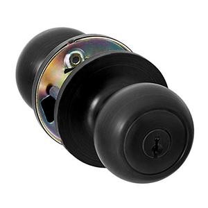lot 53815 image: Amazon Basics Exterior Door Knob With Lock, Coastal, Matte Black
