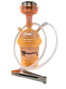 lot 53820 image: Portable Hookah Set with LED lights  Acrylic  Large Percolator, Water Pipe, Charcoal Bowl, Mouth Tip Shisha Accessories Included Boost Aroma & Flavor (Orange)