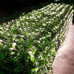 lot 53821 image: Joomer 12ft x 5ft 360 LED Connectable Christmas Net Lights, 8 Modes Low Voltage Bush Lights Mesh Netting Lights for Christmas Trees, Bushes, Wedding, Garden, Outdoor Decorations (Clear Wire, White)