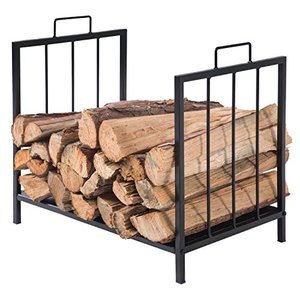 lot 53824 image: MyGift Compact Firewood Rack, Wood Log or Kindling Holder, Metal Fireplace Organizer, Black