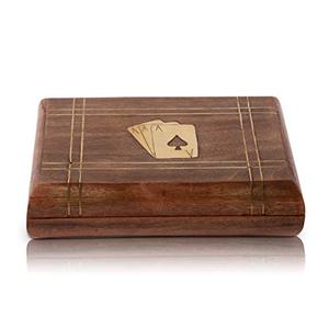 lot 53834 image: Great Christmas Gifts Handcrafted Classic Wooden Playing Card Holder Deck Box Storage Case Organizer With 2 Sets of Premium Quality Ace Playing Cards Anniversary Housewarming Gifts For Him Her