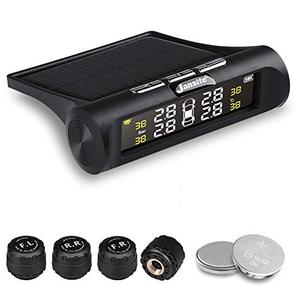 lot 53837 image: Jansite TPMS Solar Tire Pressure Monitoring System, Universal Wireless LCD Display 4pcs Waterproof External Sensors Real-time Detection Tire Pressure Temperature Auto Security Alarm Systems 0-62 PSI