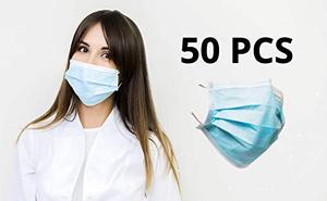 lot 53869 image: Disposable Mask - Non-Woven, 3-Layer Safety Face Mask, Pollution Protection, Dust Protection, Droplet Protection - Breathable Material, Comfortable Elastic Ear Loop - Artisans Village (Pack of 50)