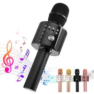 lot 54814 image: Ankuka Karaoke Wireless Microphone Bluetooth, 3 in 1 Multi-Function Handheld Karaoke Machine for Kids, Portable Mic Speaker Home, Party Singing(Black)