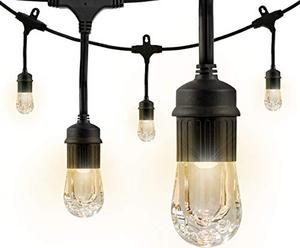 lot 54818 image: Enbrighten Classic LED Cafe String Lights, Black, 24 Foot Length, 12 Impact Resistant Lifetime Bulbs, Premium, Shatterproof, Weatherproof, IndoorOutdoor, Commercial Grade, UL Listed, 31662
