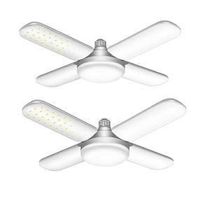 lot 54822 image: 2 Pack 60W LED Garage Lights, 6000LM E26 Deformable LED Garage Ceiling Lights with 4 Adjustable Panels, LED Shop Lights for Garage, Warehouse, Basement, Barn Light (2 Pack)