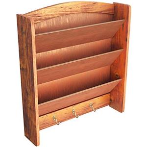 lot 54824 image: Home Intuition 3-Tier Wall Mount Mail Organizer with Key Hooks
