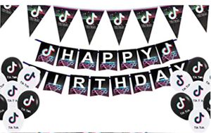 lot 52812 image: Tik tok happy birthday backdrop party favors