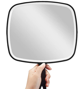 lot 55724 image: Omiro Hand Mirror, Extra Large Black Handheld Mirror With Handle, 9 W X 12.4 L