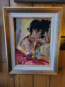 lot 3010 image: Needlepoint Woman Portrait
