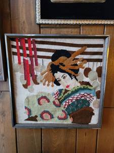 lot 3011 image: Needlepoint Geisha Portrait