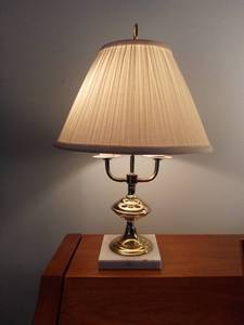 lot 2039 image: Cute Brass Lamp With Marble Base