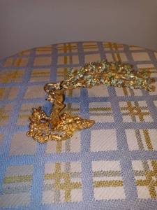 lot 2045 image: Vintage Metal Divi-Divi Tree Art With Green Stones For Leaves