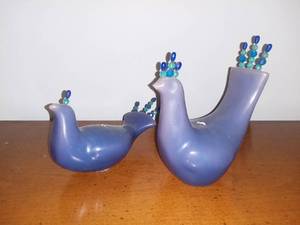 lot 2059 image: Pair of Purple Dove Candles