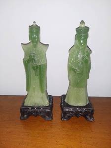lot 2063 image: Pair of Amazing Jade Like Asian Figurines