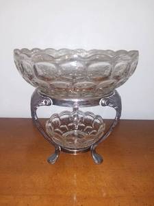 lot 2064 image: Fostoria and Silver Plate Bowl