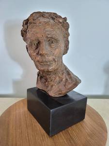 lot 2094 image: Head Sculpture Bronze Tone Head Statue Signed by Sculpture 1955